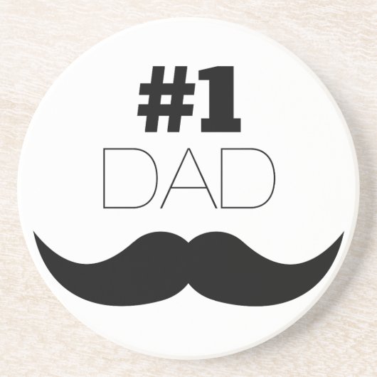 #1 Dad Black Mustache - Number One Getränkeuntersetzer (Vorne)