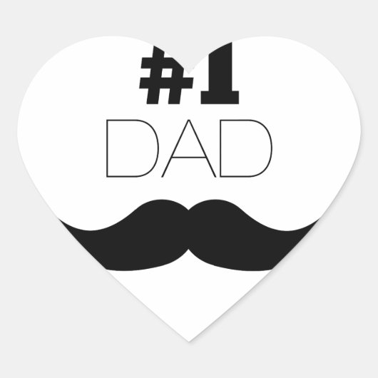 #1 Dad Black Mustache - Number One Herz-Aufkleber (Vorderseite)
