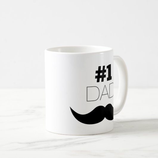 #1 Dad Black Mustache - Number One Kaffeetasse (VorderseiteRechts)