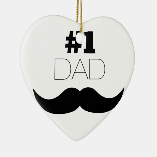 #1 Dad Black Mustache - Number One Keramik Ornament (Rechts)