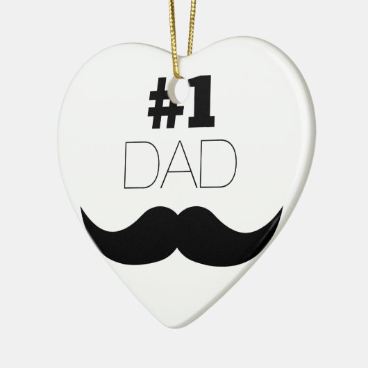 #1 Dad Black Mustache - Number One Keramik Ornament (Links)