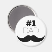 #1 Dad Black Mustache - Number One Magnet (Vorderseite/Rückseite)
