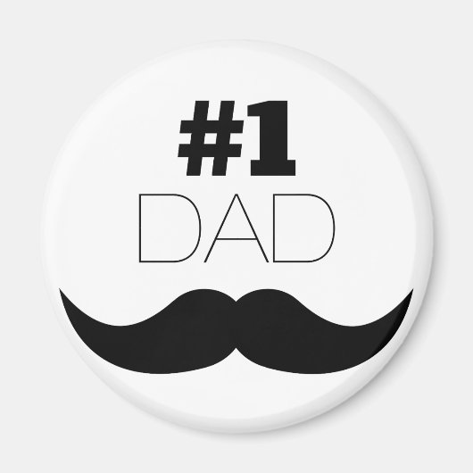 #1 Dad Black Mustache - Number One Magnet (Vorne)