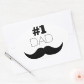 #1 Dad Black Mustache - Number One Ovaler Aufkleber (Umschlag)