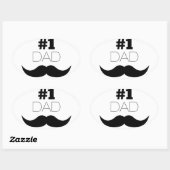 #1 Dad Black Mustache - Number One Ovaler Aufkleber (Blatt)