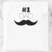 #1 Dad Black Mustache - Number One Ovaler Aufkleber (Tasche)