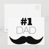#1 Dad Black Mustache - Number One Postkarte (Vorne/Hinten)