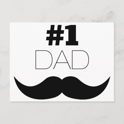 #1 Dad Black Mustache - Number One Postkarte (Vorderseite)