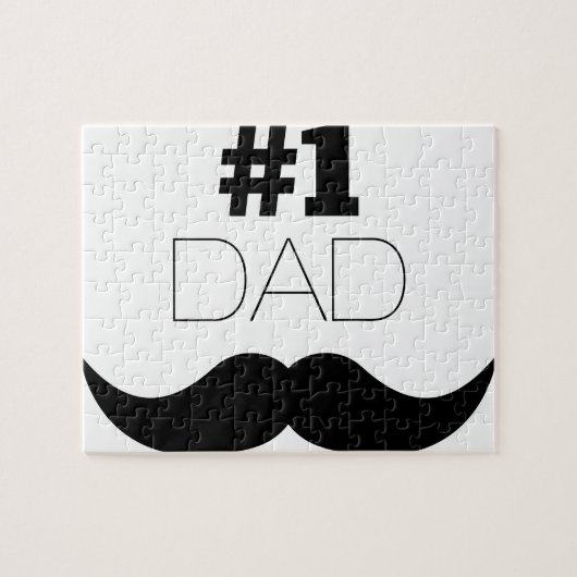 #1 Dad Black Mustache - Number One Puzzle (Horizontal)