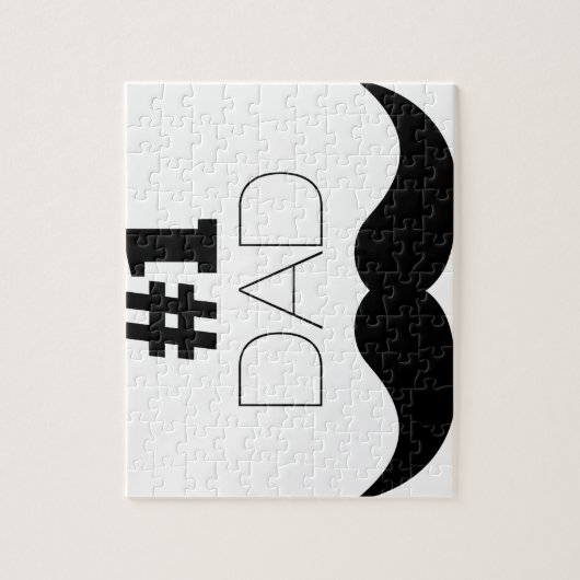 #1 Dad Black Mustache - Number One Puzzle (Vertikal)
