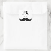 #1 Dad Black Mustache - Number One Quadratischer Aufkleber (Tasche)