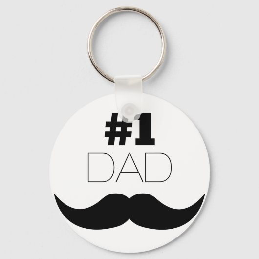 #1 Dad Black Mustache - Number One Schlüsselanhänger (Vorderseite)