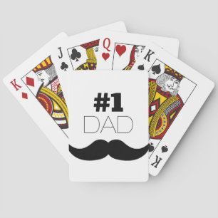 #1 Dad Black Mustache - Number One Spielkarten