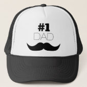 #1 Dad Black Mustache - Number One Truckerkappe (Vorderseite)