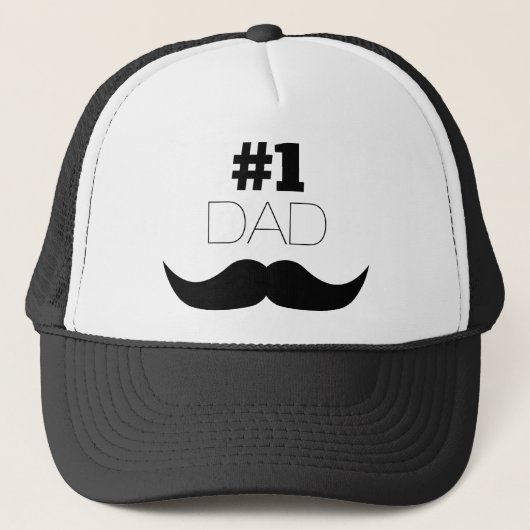 #1 Dad Black Mustache - Number One Truckerkappe (Vorderseite)