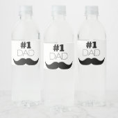 #1 Dad Black Mustache - Number One Wasserflaschenetikett (Flaschen)