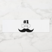 #1 Dad Black Mustache - Number One Wasserflaschenetikett (Einzelnes Label)