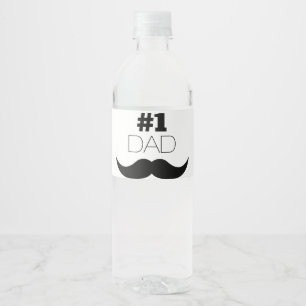 #1 Dad Black Mustache - Number One Wasserflaschenetikett
