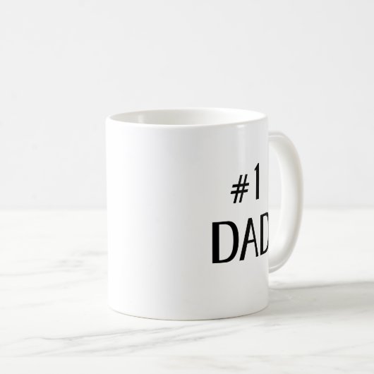 #1 Dad Bold Minimalist Text Art Kaffeetasse (VorderseiteRechts)