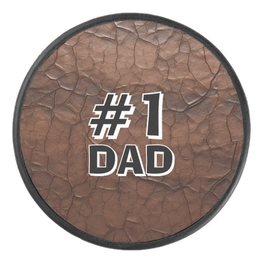 #1 Dad Leather-look Eishockey Puck (Vorderseite)