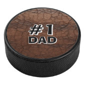 #1 Dad Leather-look Eishockey Puck (3/4)