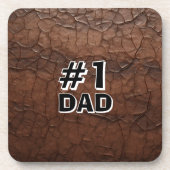 #1 Dad Leather-look Getränkeuntersetzer (Vorderseite)