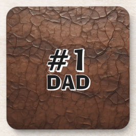 #1 Dad Leather-look Getränkeuntersetzer