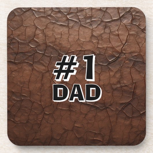 #1 Dad Leather-look Getränkeuntersetzer (Vorderseite)