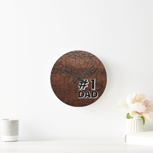 #1 Dad Leather-look Runde Wanduhr (Zuhause)