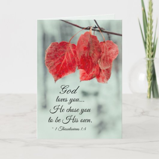 1 Die Thessaloniker 1:4 Gott Liebe dir...Er wählte Karte (Vorderseite)