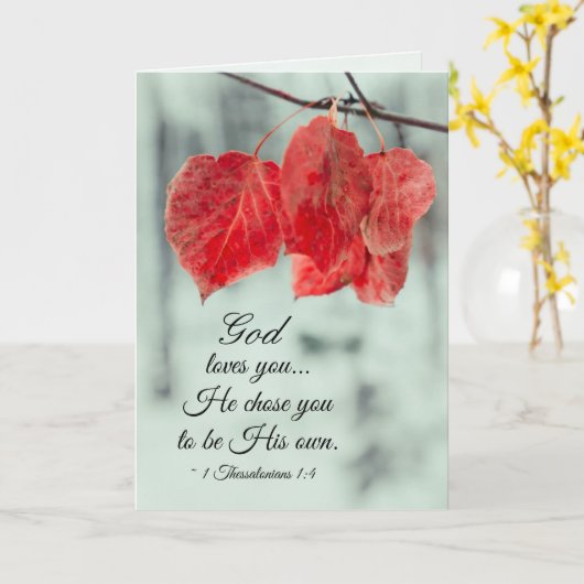 1 Die Thessaloniker 1:4 Gott Liebe dir...Er wählte Karte (Gelbe Blume)