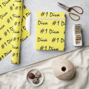 #1 Diva Yellow Wrapping Paper Geschenkpapier