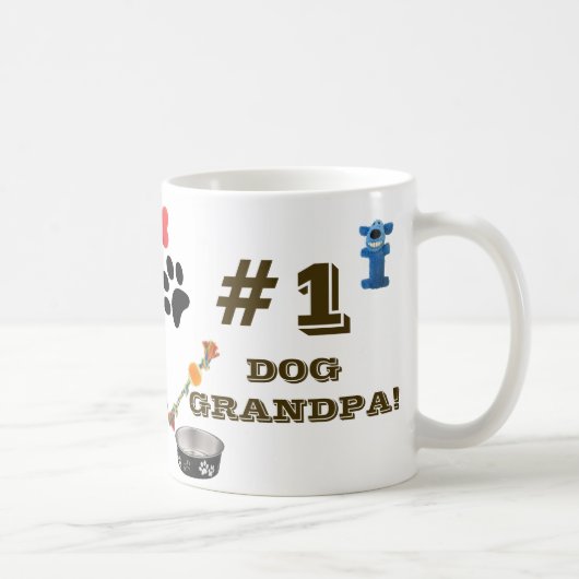 #1 Dog Opa mit Dog Toy Graphics Kaffeemaschine Tas Kaffeetasse (Rechts)