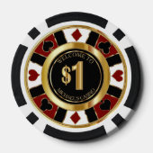 $1 Dollar Casino Poker Chip Las Vegas - Rot / Gold (Rückseite)