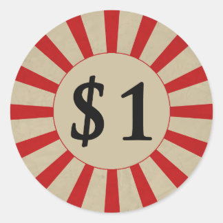 1 Dollar (Dollar) Tag mit dem "Round Glossy Price" Runder Aufkleber