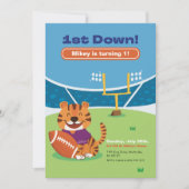1. Down American Football Erster Geburtstag Invita Einladung (Vorderseite)