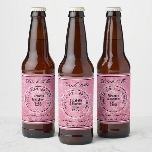 1. Drink auf uns - DRINK ME PINK Gastgeschenk Hoch Bierflaschenetikett (Flaschen)