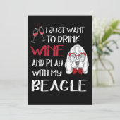 1 Drink Wine And Play With My Beagle Einladung (Stehend Vorderseite)