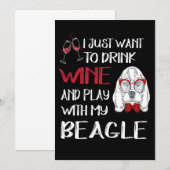 1 Drink Wine And Play With My Beagle Einladung (Vorne/Hinten)