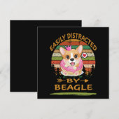 1 Easily Distracted By Beagle Einladung (Vorne/Hinten)