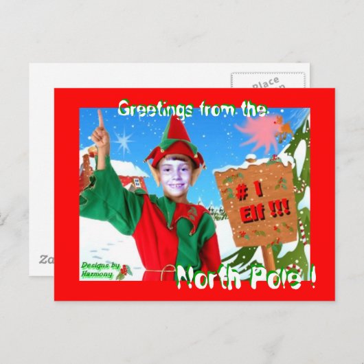 # 1 Elf Grüße von der Post Card Nordpol Postkarte (Vorne/Hinten)