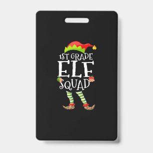 1. Elfskopf Funny Elementary Teacher Xmas Ausweis