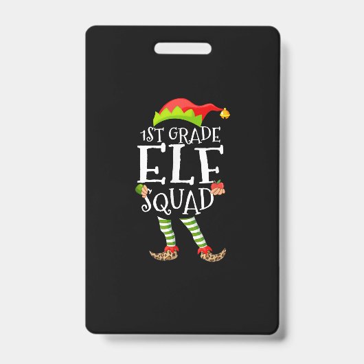 1. Elfskopf Funny Elementary Teacher Xmas Ausweis (Vorderseite)