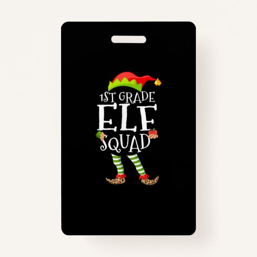1. Elfskopf Funny Elementary Teacher Xmas Ausweis (Vorderseite)