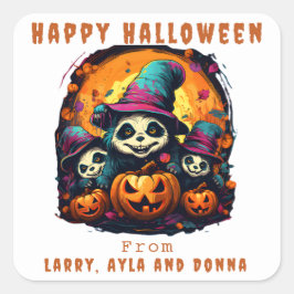 1 Eltern 2 Kinder - Halloween-Party Quadratischer Aufkleber