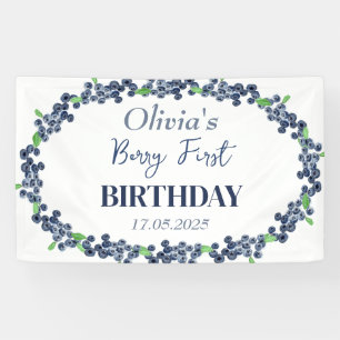 1. Erster Geburtstag Party Blaubeer Baby Mädchen Banner