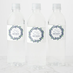 1. Erster Geburtstag Party Blaubeer Baby Mädchen Wasserflaschenetikett