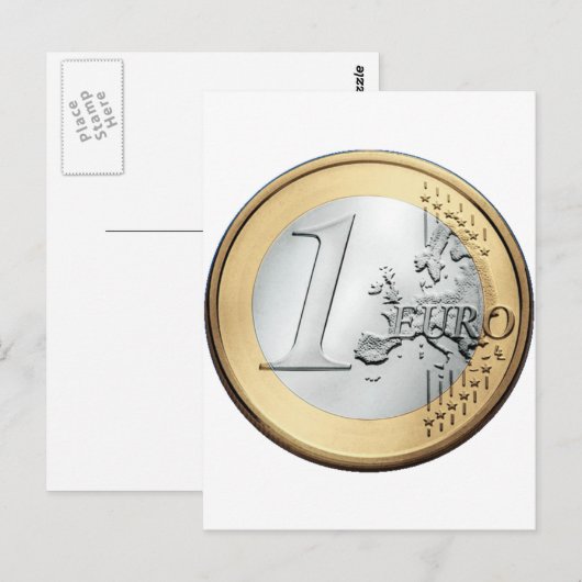 1 EURO-Münze Postkarte (Vorne/Hinten)