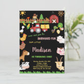 1. Farm Barnyard Geburtstagseinladungen Einladung (Stehend Vorderseite)