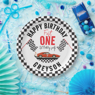 1. Fast Race Car Boy 1. Geburtstag Party Pappteller